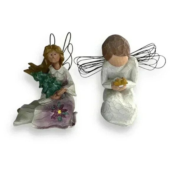 Vintage lot of 2 Figure Willow Tree Angel of N Miracles Hand Painted Susan Lordi - Picture 1 of 6